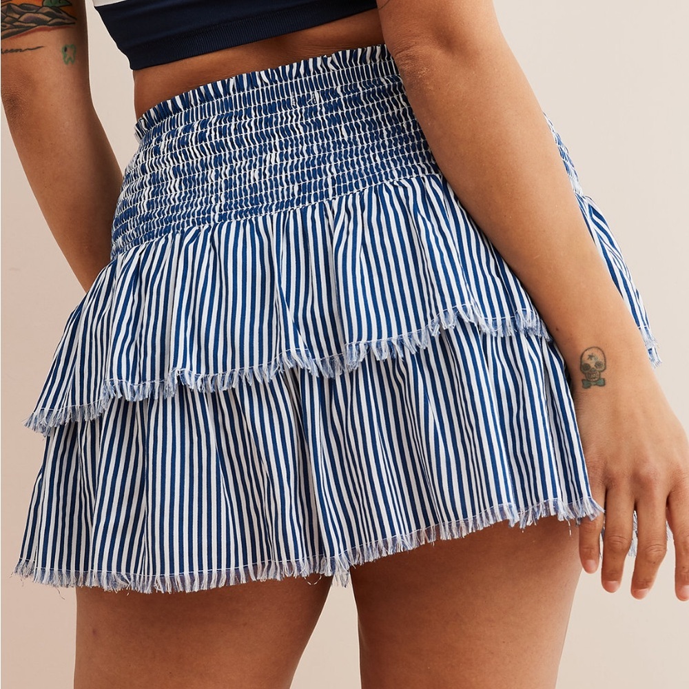 Aerie Smocked Striped mini skirt